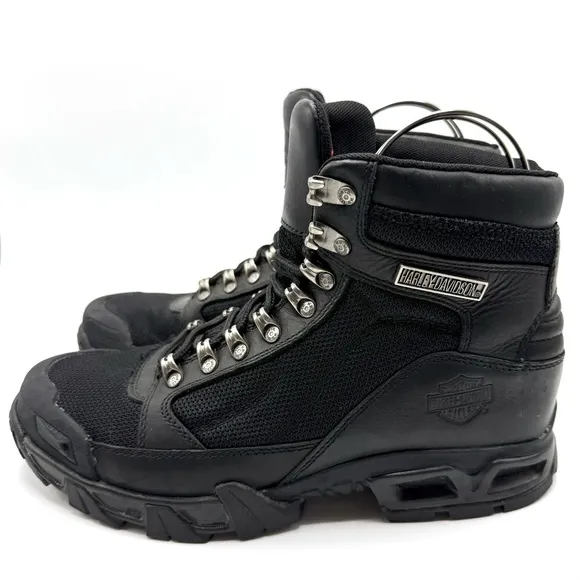Harley-Davidson Men's Parkwood Black Leather and Mesh Motorcycle Boots