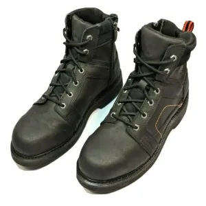 Harley-Davidson Men's Pete Steel Toe 6.0-Inch Black Boots Size 9.5M Inside Zip