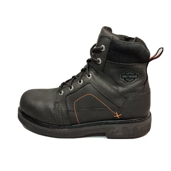 Harley-Davidson Men's Pete Steel Toe 6.0-Inch Black Boots Size 9.5M Inside Zip