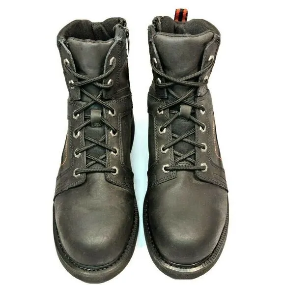 Harley-Davidson Men's Pete Steel Toe 6.0-Inch Black Boots Size 9.5M Inside Zip