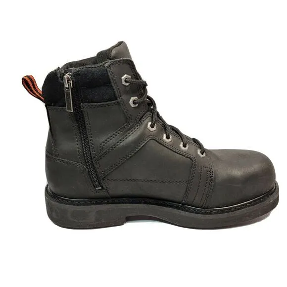 Harley-Davidson Men's Pete Steel Toe 6.0-Inch Black Boots Size 9.5M Inside Zip