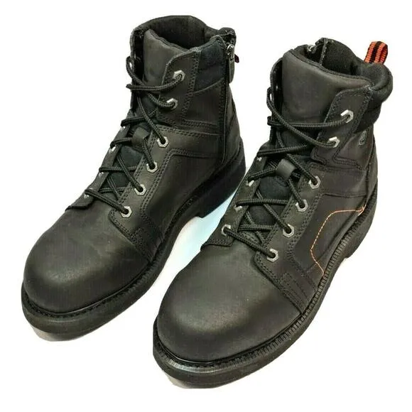 Harley-Davidson Men's Pete Steel Toe 6.0-Inch Black Boots Size 9.5M Inside Zip