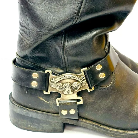 Harley Davidson Men's Size 13 Black Leather Harness Motorcycle Riding Boots