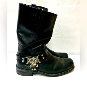 Harley Davidson Men's Size 13 Black Leather Harness Motorcycle Riding Boots