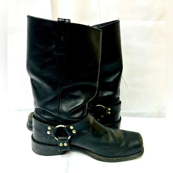 Harley Davidson Men's Size 13 Black Leather Harness Motorcycle Riding Boots