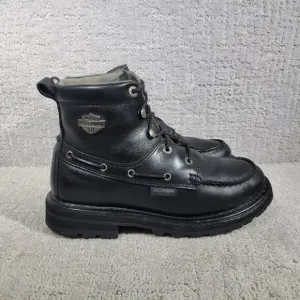 Harley Davidson Mens Size US 10 Black Leather Moc Toe Motorcycle Riding Boots