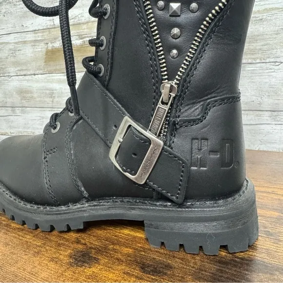 Harley Davidson Mindy Black Biker Motorcycle Riding Boots Women’s Size 6.5