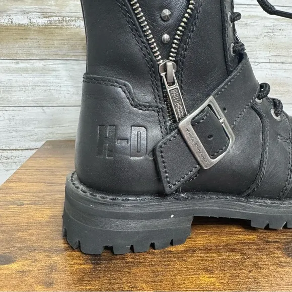 Harley Davidson Mindy Black Biker Motorcycle Riding Boots Women’s Size 6.5