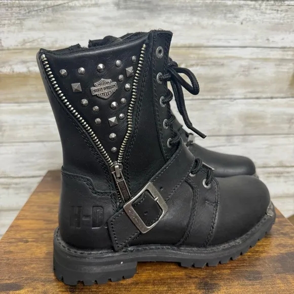 Harley Davidson Mindy Black Biker Motorcycle Riding Boots Women’s Size 6.5