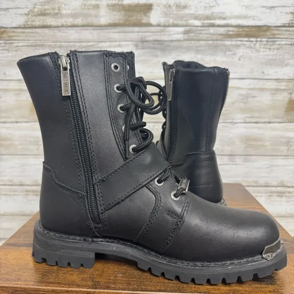 Harley Davidson Mindy Black Biker Motorcycle Riding Boots Women’s Size 6.5