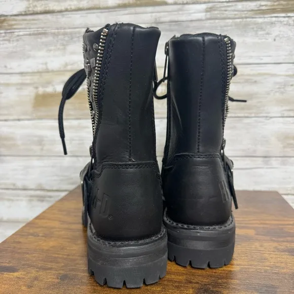 Harley Davidson Mindy Black Biker Motorcycle Riding Boots Women’s Size 6.5