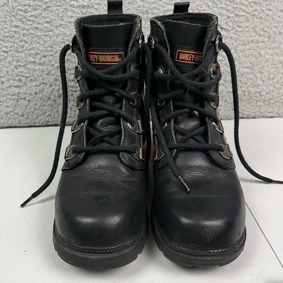 Harley Davidson Motorcycle #84211 Lace-up Flame Ankle Women's Boots Size 6 1/2