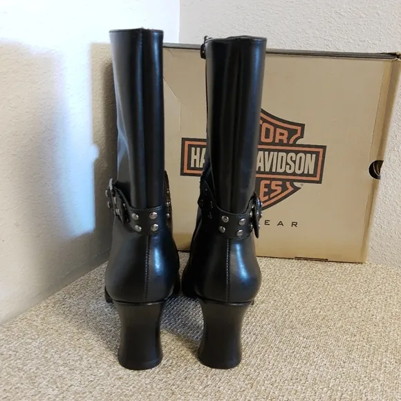 Harley Davidson Motorcycle Black Leather Boots