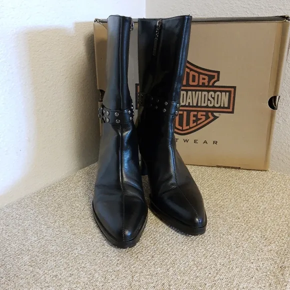 Harley Davidson Motorcycle Black Leather Boots