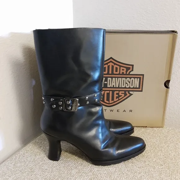 Harley Davidson Motorcycle Black Leather Boots