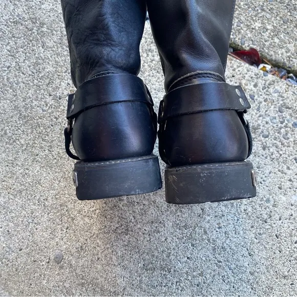 Harley-Davidson Motorcycle Boots 98045 Mega Harness Black Leather Sz 10