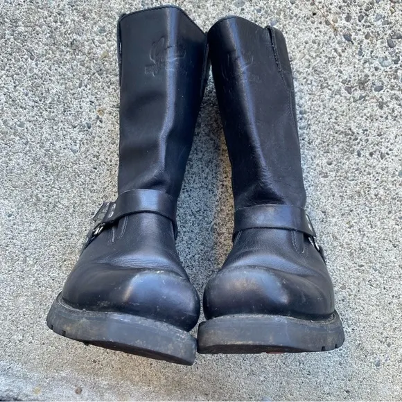 Harley-Davidson Motorcycle Boots 98045 Mega Harness Black Leather Sz 10
