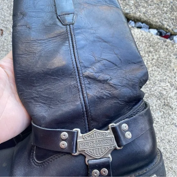 Harley-Davidson Motorcycle Boots 98045 Mega Harness Black Leather Sz 10
