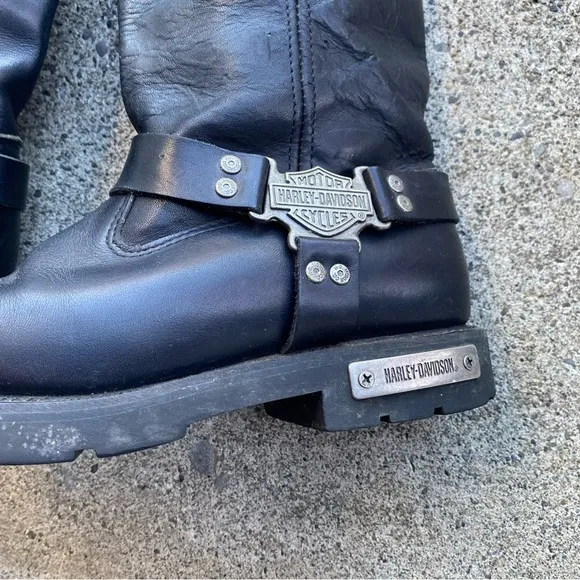 Harley-Davidson Motorcycle Boots 98045 Mega Harness Black Leather Sz 10