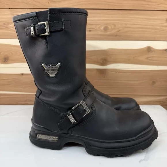 Harley Davidson Motorcycle Boots Black Engineer Leather size 39 EUR/US W 8 - M 6