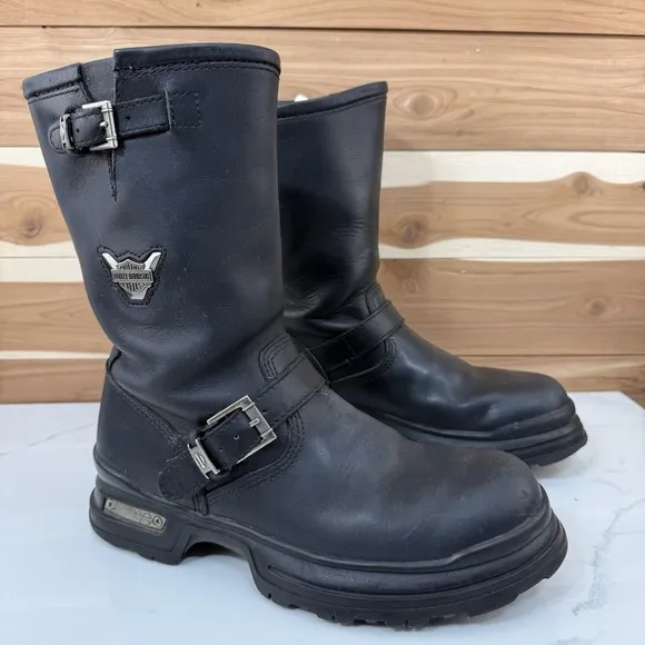 Harley Davidson Motorcycle Boots Black Engineer Leather size 39 EUR/US W 8 - M 6