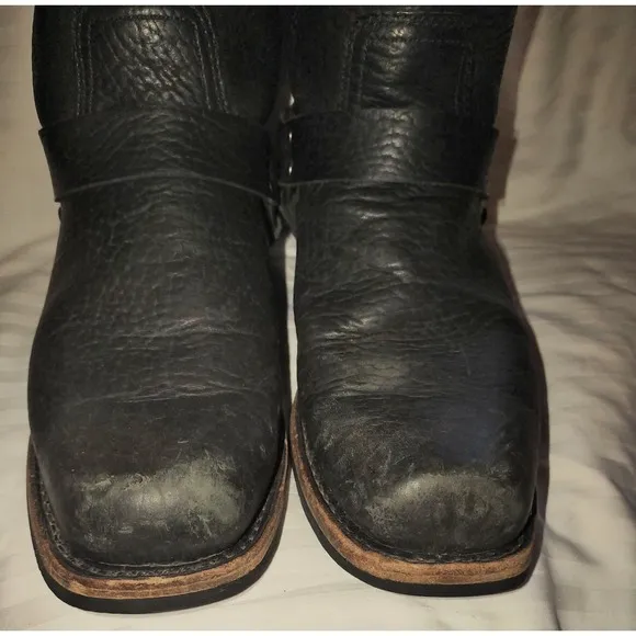 Harley Davidson Riding Boots Sz 11 USA Pebbled Black Leather Distressed Eagle