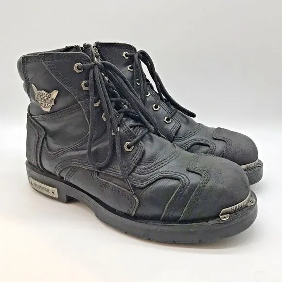 Harley Davidson Stealth Motorcycle Biker Boots 91642 Men's 13 Lace Up  Zip Shoes