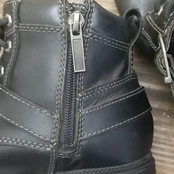 Harley-Davidson Tegan Black Leather Ankle Boots Size 6