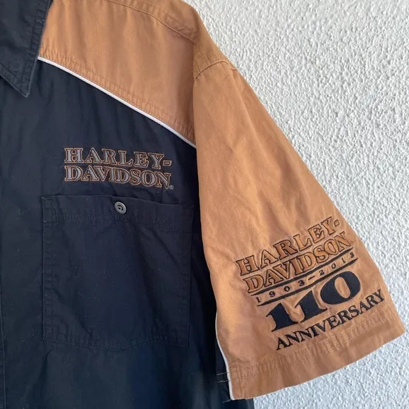 Harley Davidson utility brown and black button up