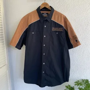 Harley Davidson utility brown and black button up
