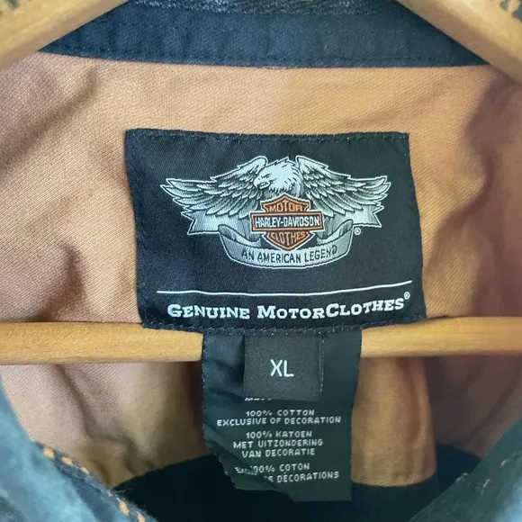 Harley Davidson utility brown and black button up