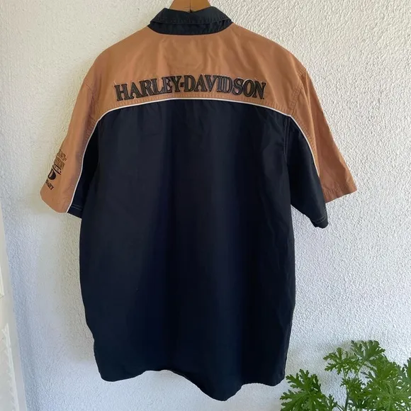 Harley Davidson utility brown and black button up