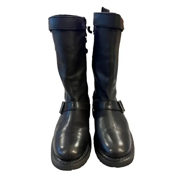 Harley Davidson VINCENT Mens Motorcycle Black Biker Leather Boots Size 5