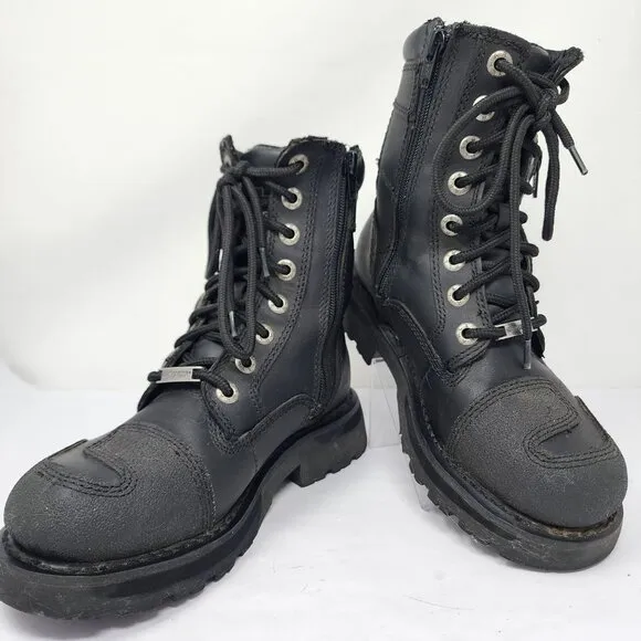 Harley-Davidson Womens 6M Sydney Leather Motorcycle Boots Side Zippers Lace-Up