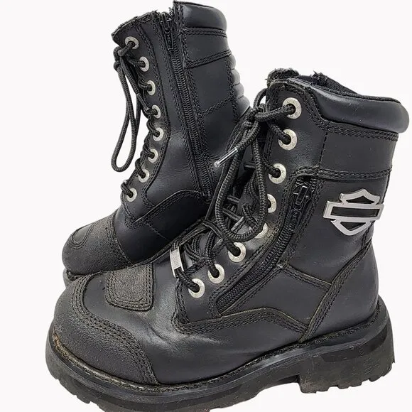 Harley-Davidson Womens 6M Sydney Leather Motorcycle Boots Side Zippers Lace-Up