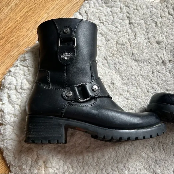 Harley-Davidson® Women's Alivia Black Leather 7-Inch Motorcycle Boots Size 6