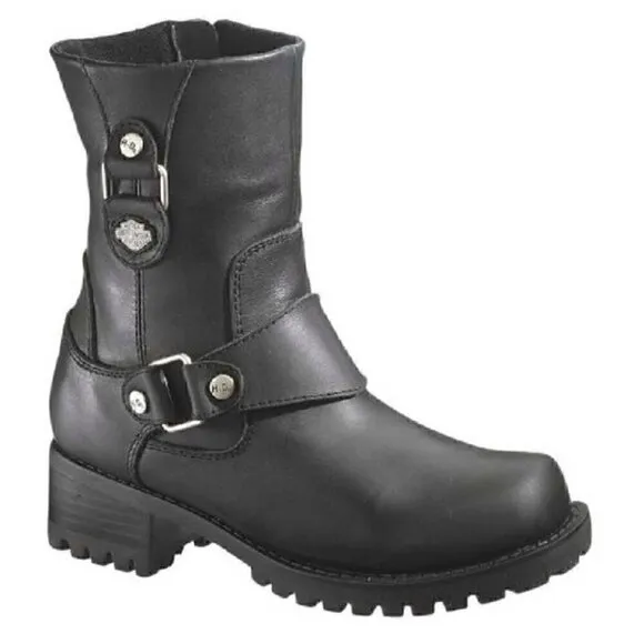 Harley-Davidson® Women's Alivia Black Leather 7-Inch Motorcycle Boots Size 6