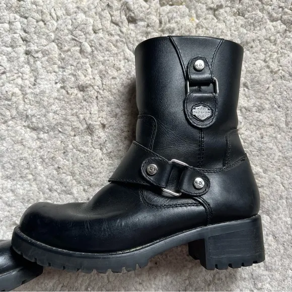Harley-Davidson® Women's Alivia Black Leather 7-Inch Motorcycle Boots Size 6