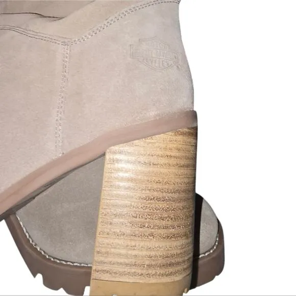 HARLEY DAVIDSON Women's Averhill Light Beige 14&quot; Motorcycle Boots D87251 Sz 9.5