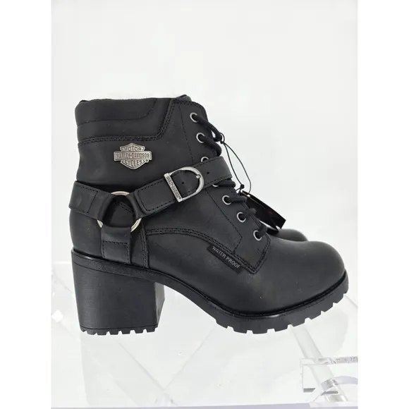 Harley-Davidson Women's Howell 5-Inch WP Black Motorcycle Boots, D84664 -Sz 10M