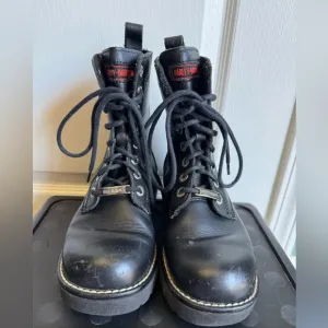 Harley‎ Davidson Women's  Laceup Black Leather Motorcycle Boots Sz 6