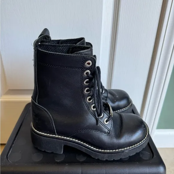 Harley‎ Davidson Women's  Laceup Black Leather Motorcycle Boots Sz 6