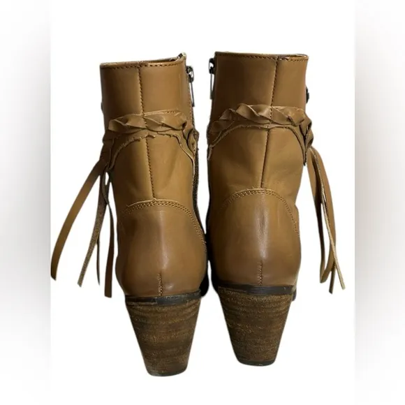 Harley-Davidson Women's Leather Retta Boots Tan Fringe Country Moto Distressed