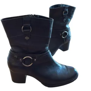 HARLEY DAVIDSON WOMENS LEATHER UPPER MID CALF MOTORCYCLE RIDING BOOTS SZ 7.5