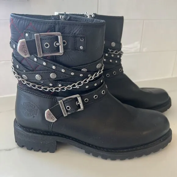 Harley-Davidson Women's Shay 6-Inch Motorcycle Boots Black Sz 9.5 D87043