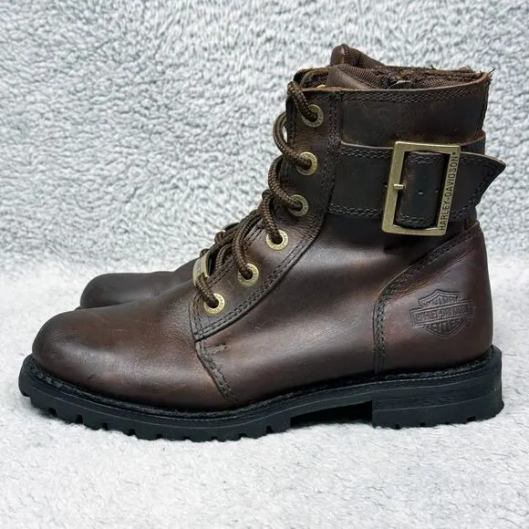 Harley-Davidson Womens Size 6.5 Motorcycle Boots Brown Leather D87087