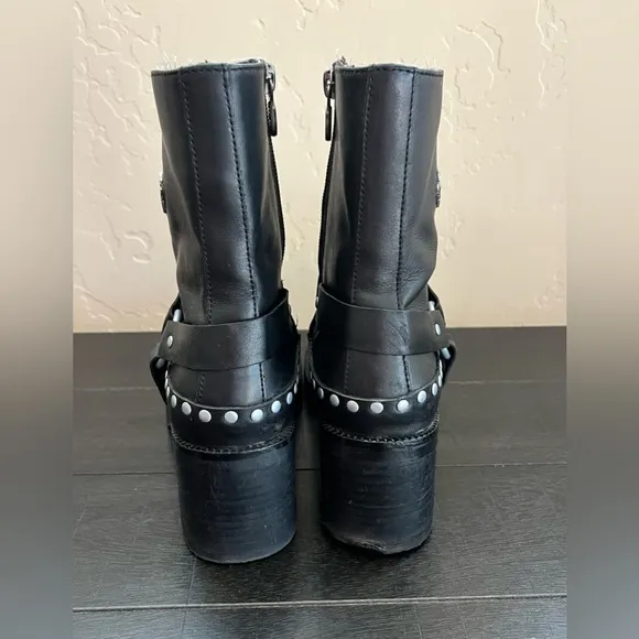 Harley Davidson Women's Studded Leather Motorcycle Boots Size 5 (US) #84227