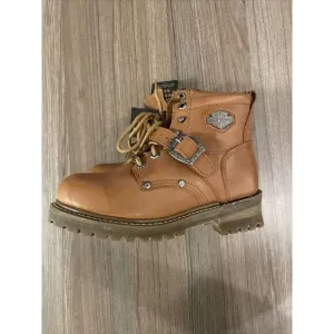 Harley Davidson Women's Sz 6.5 Brown Leather Motorcycle Biker Boots 81025 Buckle
