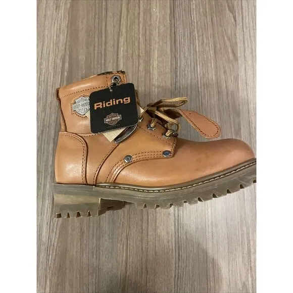 Harley Davidson Women's Sz 6.5 Brown Leather Motorcycle Biker Boots 81025 Buckle