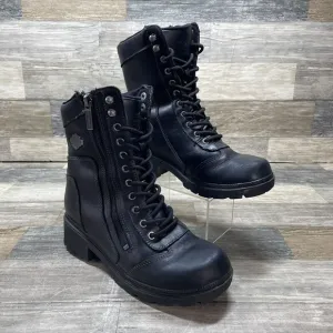 HARLEY-DAVIDSON Women’s TESSA Black Leather Motorcycle Boots D85262 Size 6.5